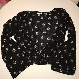 Bohemian Floral Blouse with Belled Sleeves